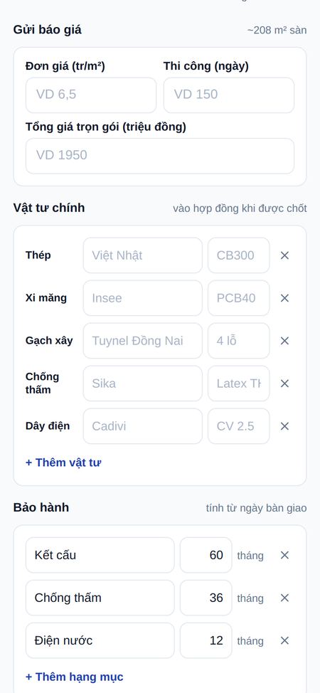 Gửi báo giá